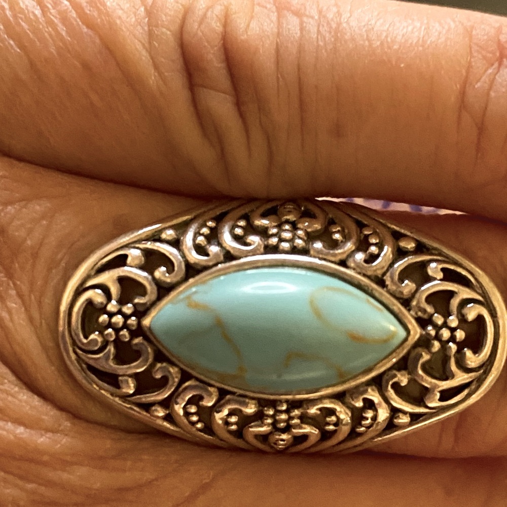 925 large Turquoise Ring . Pre owned